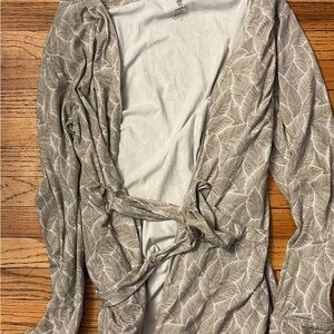 Leaf Print Beige Robe